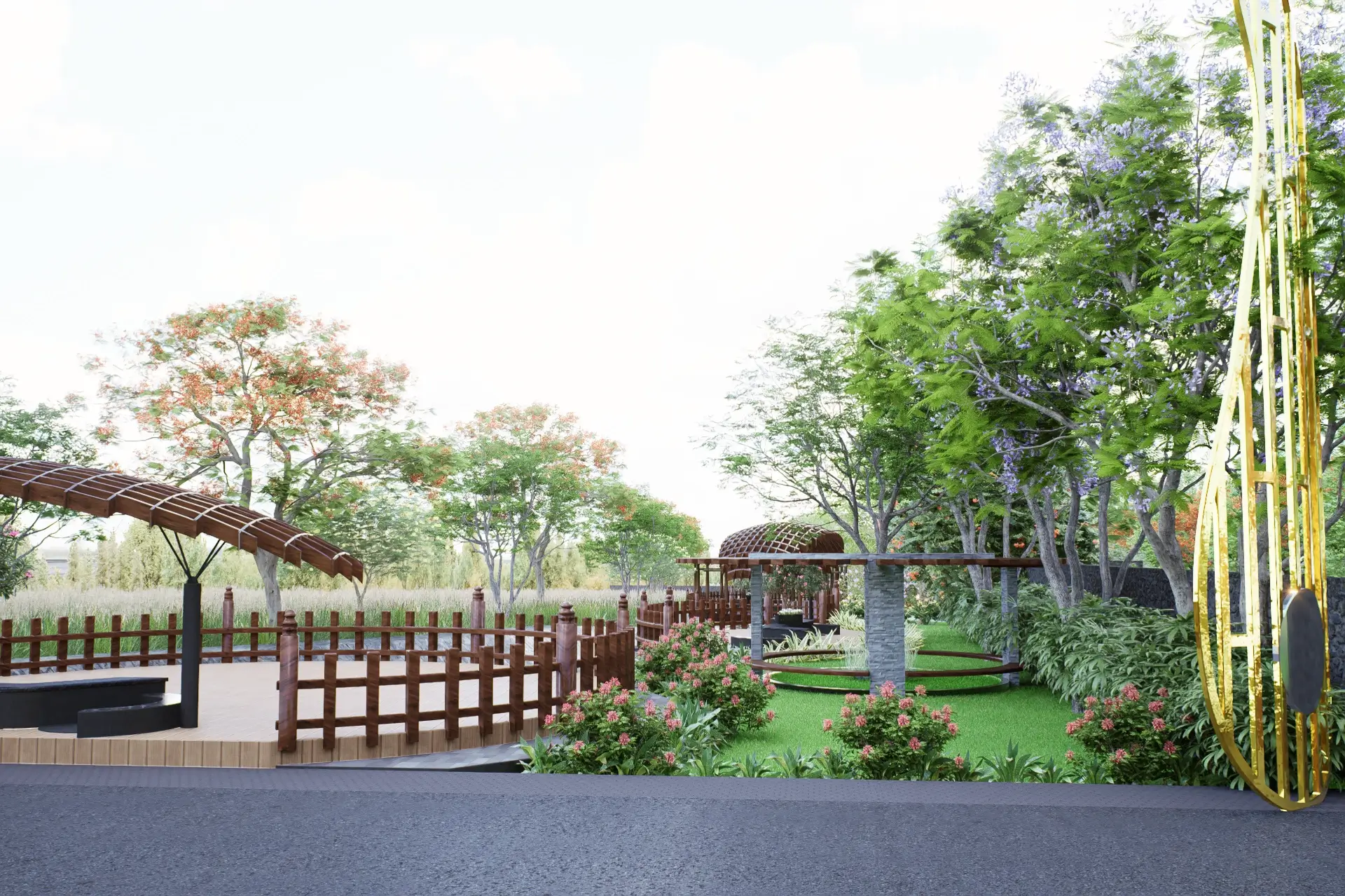 Grand entrance gate at Vogue Estate